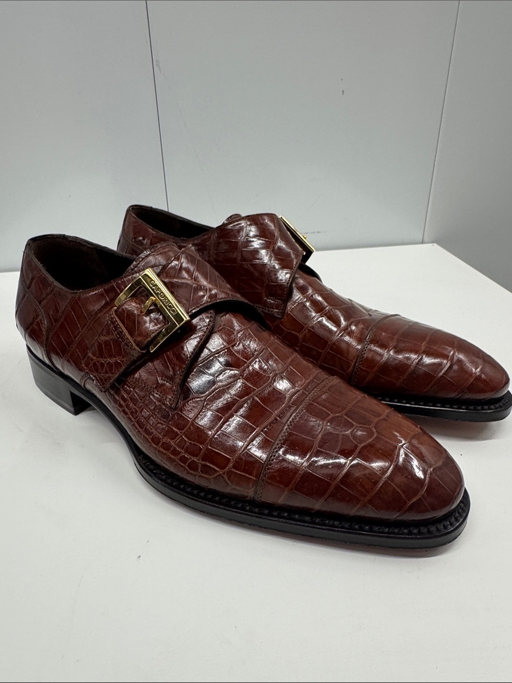 Caporicci genuine alligator 🐊 Leather Monk Strap Shoes size 9
